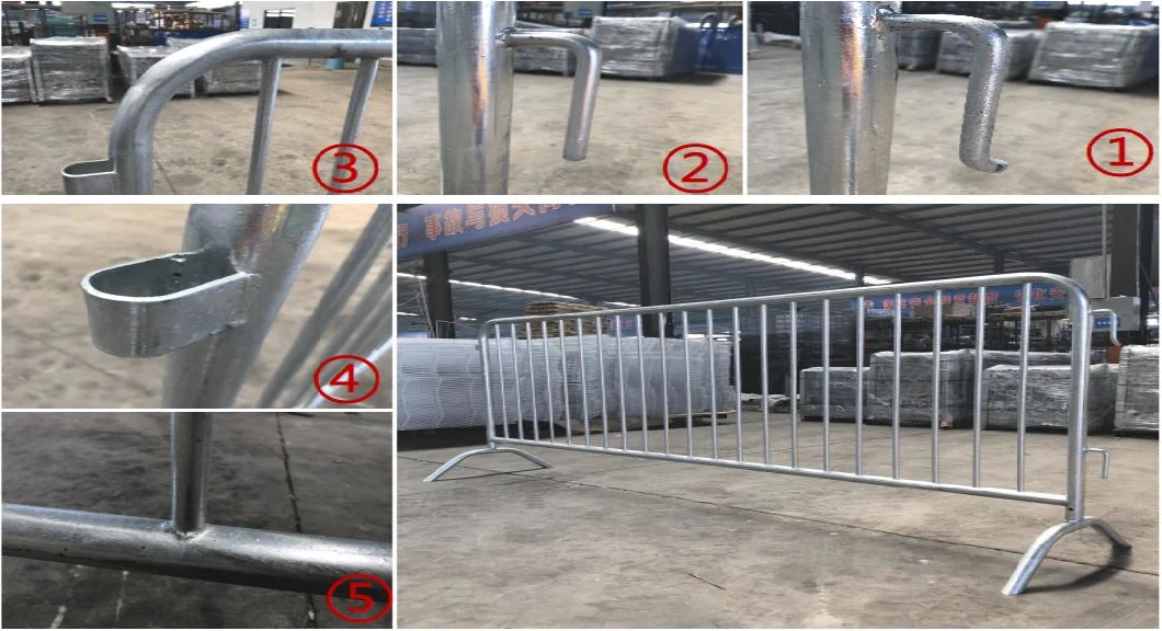 8.5 FT Portable Metal Road Safety Temporary Fence Pedestrian Barricade Galvanized 32mm Dra Square Tube Welded Steel Fence Panel Guardrail Crowd Control Barrier