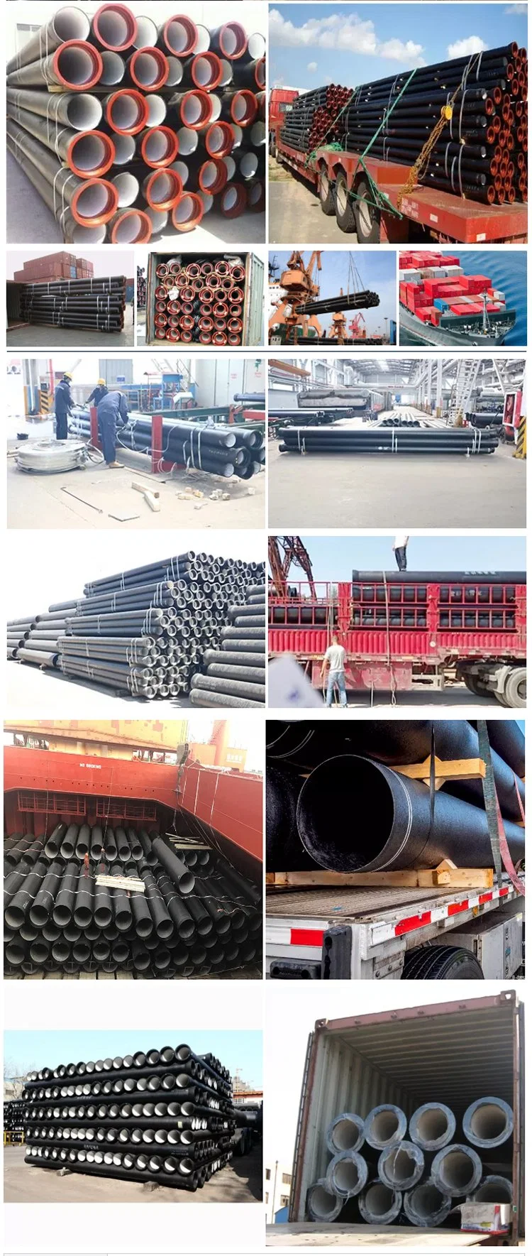 1/6&prime;&prime; Coment Line C40 C30 C25 K9 ISO2531 En545 Fire Water Supply Di Pipe High Pressure Ductile Cast Iron Pipes