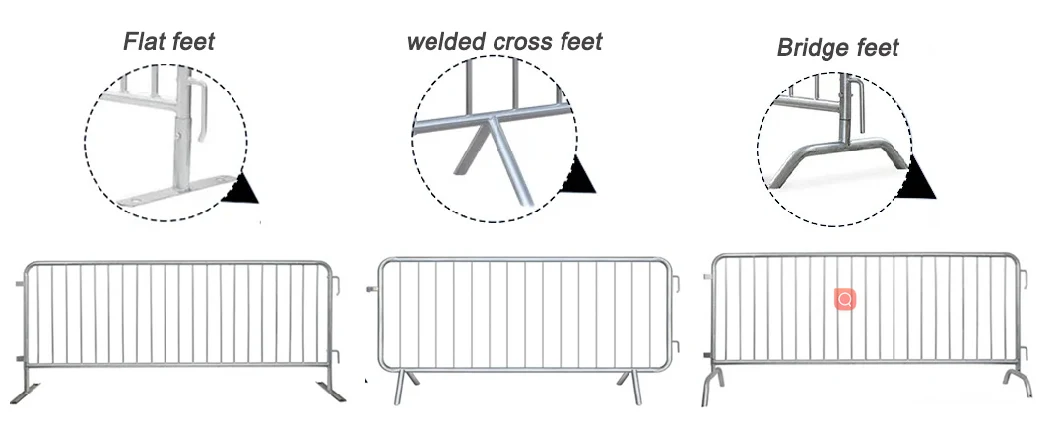 Powder Coating Square Tube Portable Barricade Fence/Steel Pedestrian Traffic Barrier Fence for Road Safety