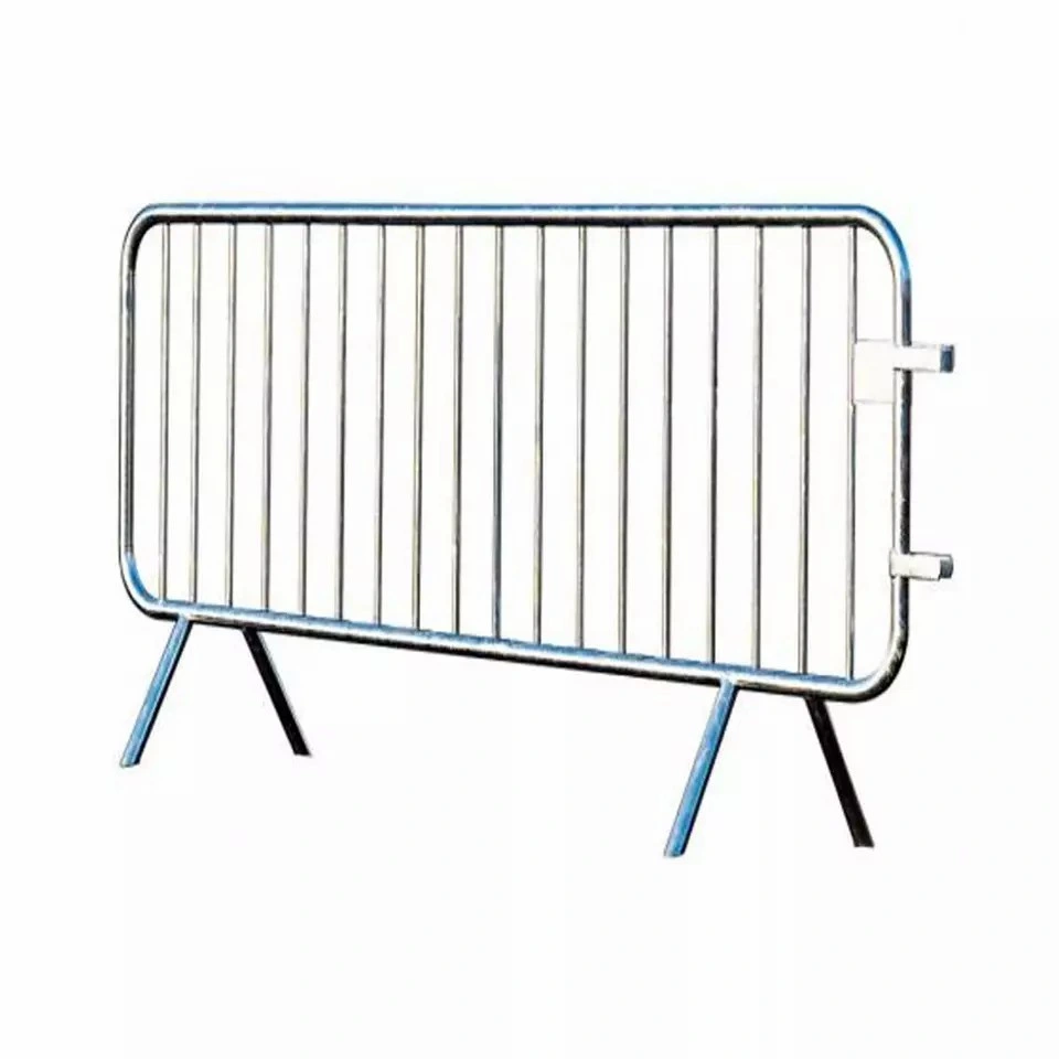 8.5 FT Portable Metal Road Safety Temporary Fence Pedestrian Barricade Galvanized 32mm Dra Square Tube Welded Steel Fence Panel Guardrail Crowd Control Barrier