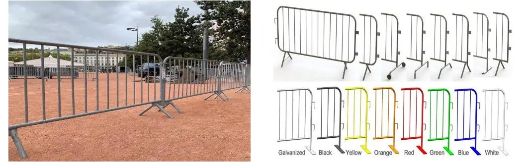 8.5 FT Portable Metal Road Safety Temporary Fence Pedestrian Barricade Galvanized 32mm Dra Square Tube Welded Steel Fence Panel Guardrail Crowd Control Barrier