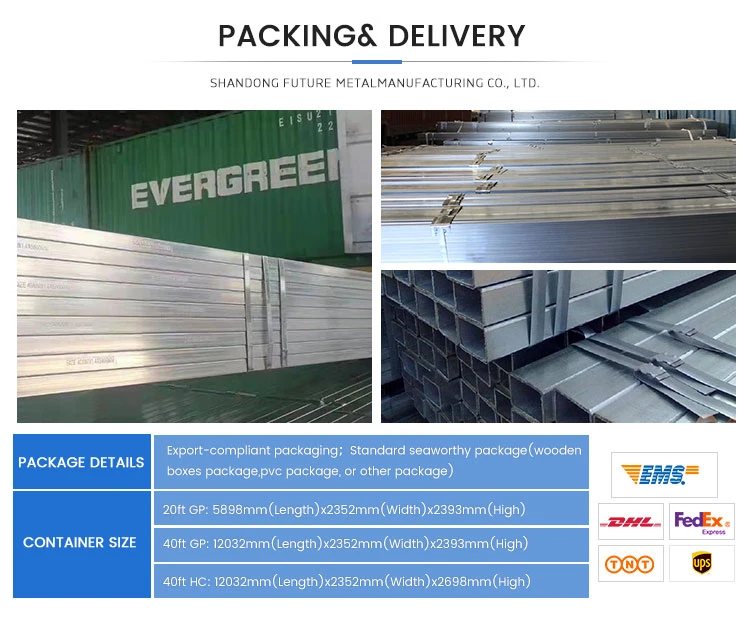 100X100 50X50 25X25 Galvanized Square Tubes /Quare Tubing Galvanized/ 4 X 4 Inch Galvanized Square Steel Tube Price