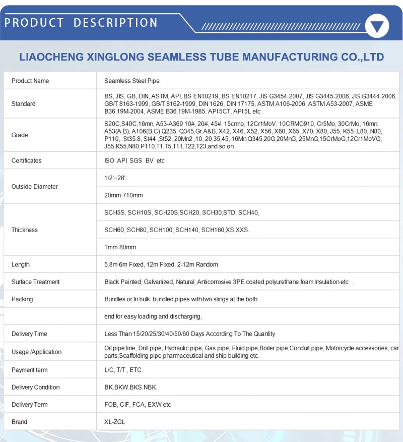 ERW E355 A178 60 Od Structural ERW Semless Round Pipe