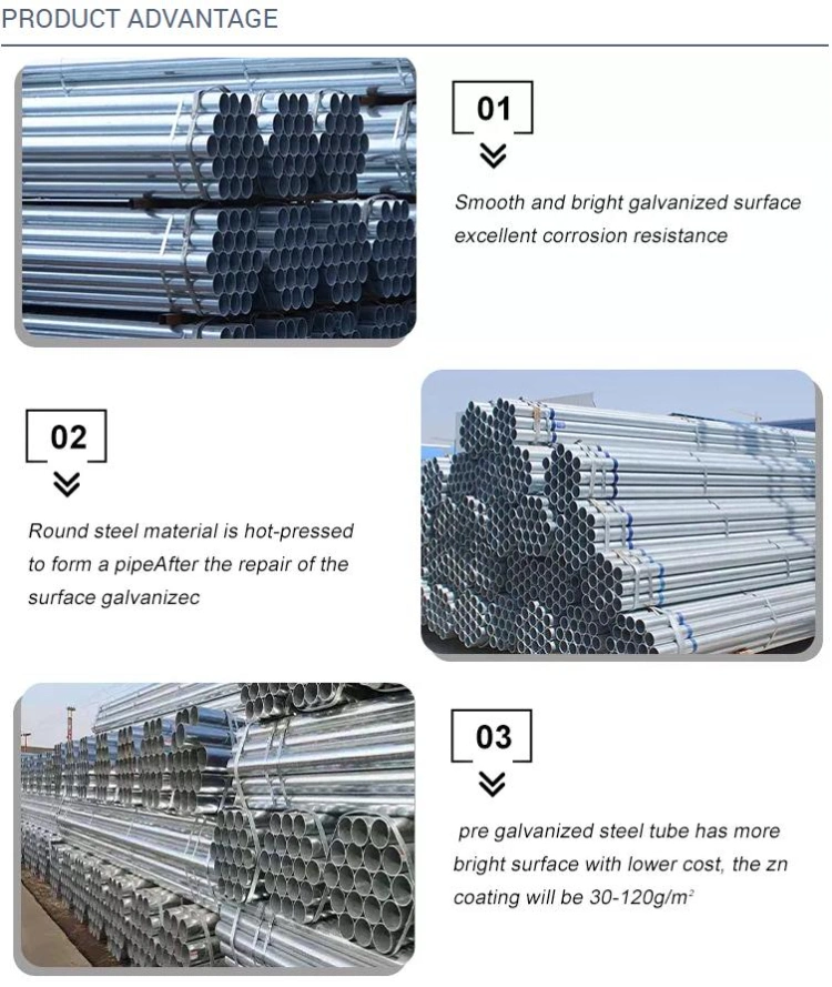 Wholesale Chinese Manufacture 25mm Galvanized Structural Pipe Gi Steel Pipe Galvanised Round Steel Pipe