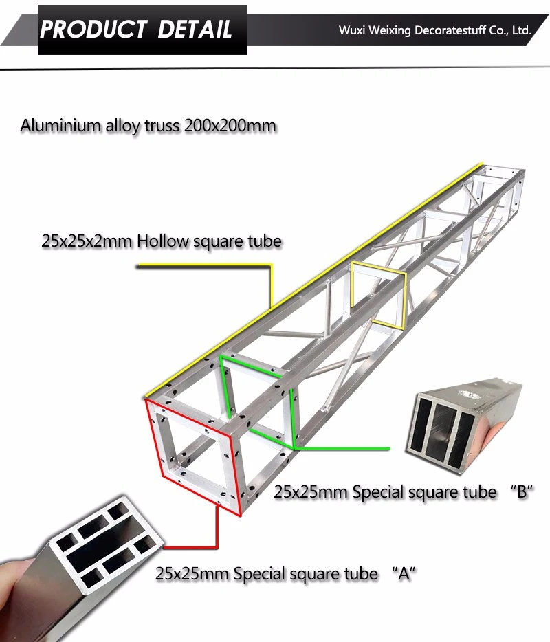 Aluminum Frame Luxury Conference Lighting Square Tube Truss Structure Manufacturer for Sale