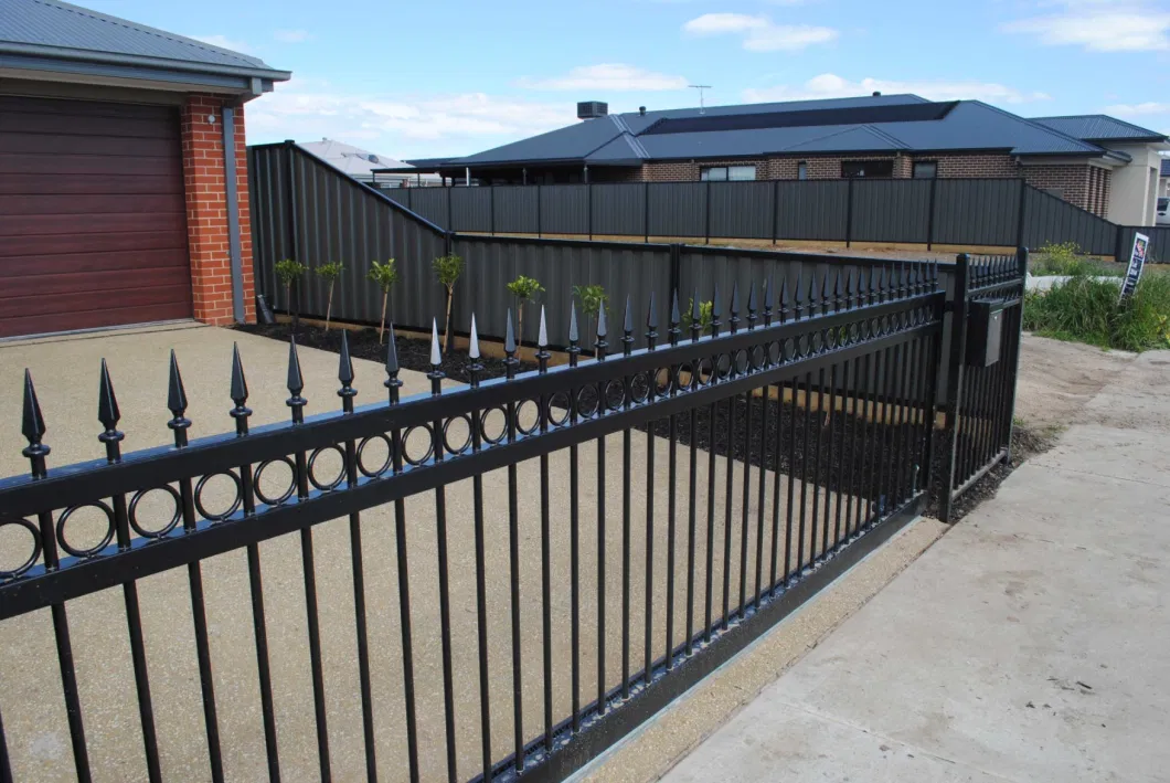 Black Powder Coated Galvanized Steel Square Tube Fence Designs Portable Steel Fence