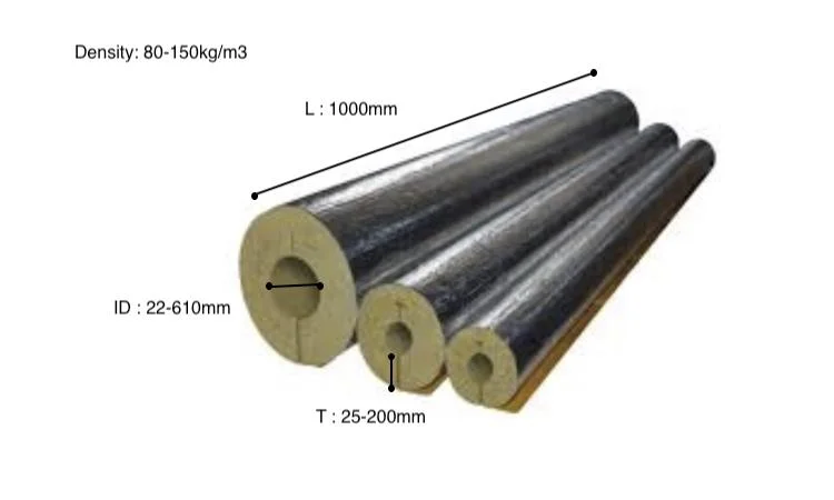 Fire Resistant Glass Wool Fiberglass Insulation Pipe for Chilled Water Tube Stone Rock Wool Pipe