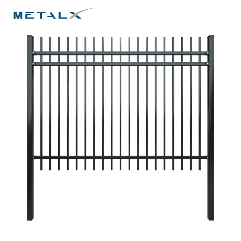 Black Powder Coated Galvanized Steel Square Tube Fence Designs Portable Steel Fence