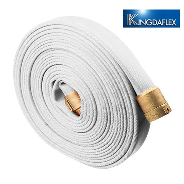 White/Red Canvas Flat 2.5 Inch 10-20 Bar Rubber Lining Firefighter Hose