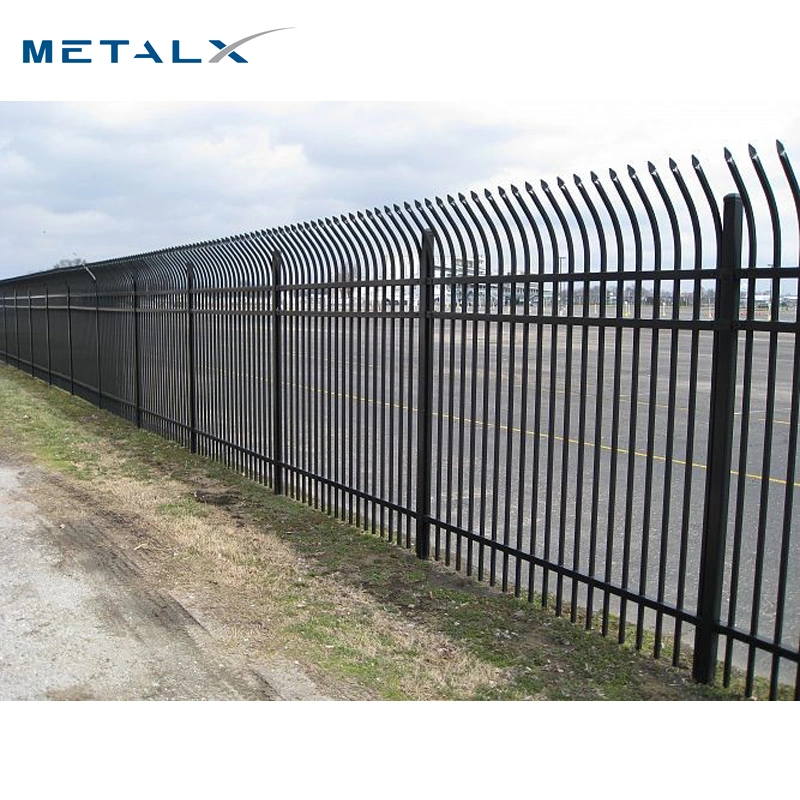 Black Powder Coated Galvanized Steel Square Tube Fence Designs Portable Steel Fence