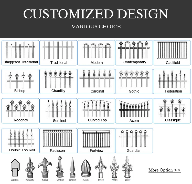 Modern Fancy Aluminium Profile Square Tube Fences Decorative Garden Powder Coating Security Aluminum Fence