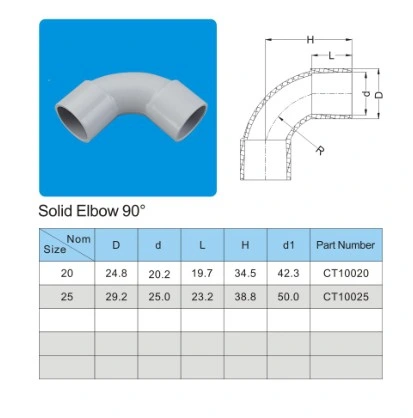 Customized Diameter Fire Retardant Waterproof Conduit Pipes Fitting Solid Elbow