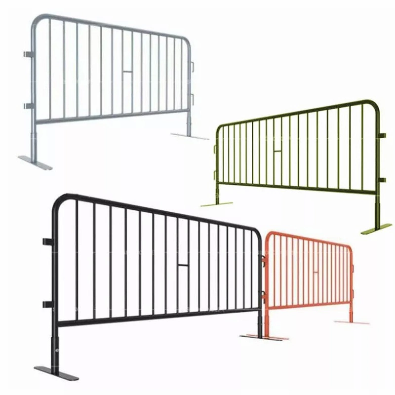 8.5 FT Portable Metal Road Safety Temporary Fence Pedestrian Barricade Galvanized 32mm Dra Square Tube Welded Steel Fence Panel Guardrail Crowd Control Barrier