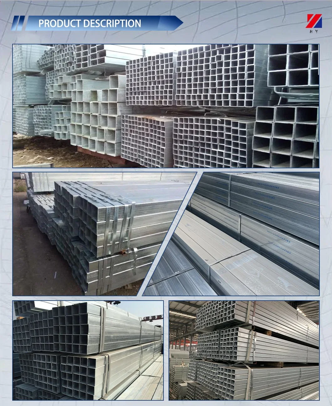 Galvanized Square Tube/Rectangular Tube Standard Length Size Can Be Customized ERW Welded Seamless Tube