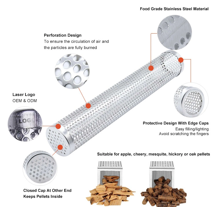 High Quality Square 6inch Stainless Steel Perforated Pellet Cold Smoke Generator Tube