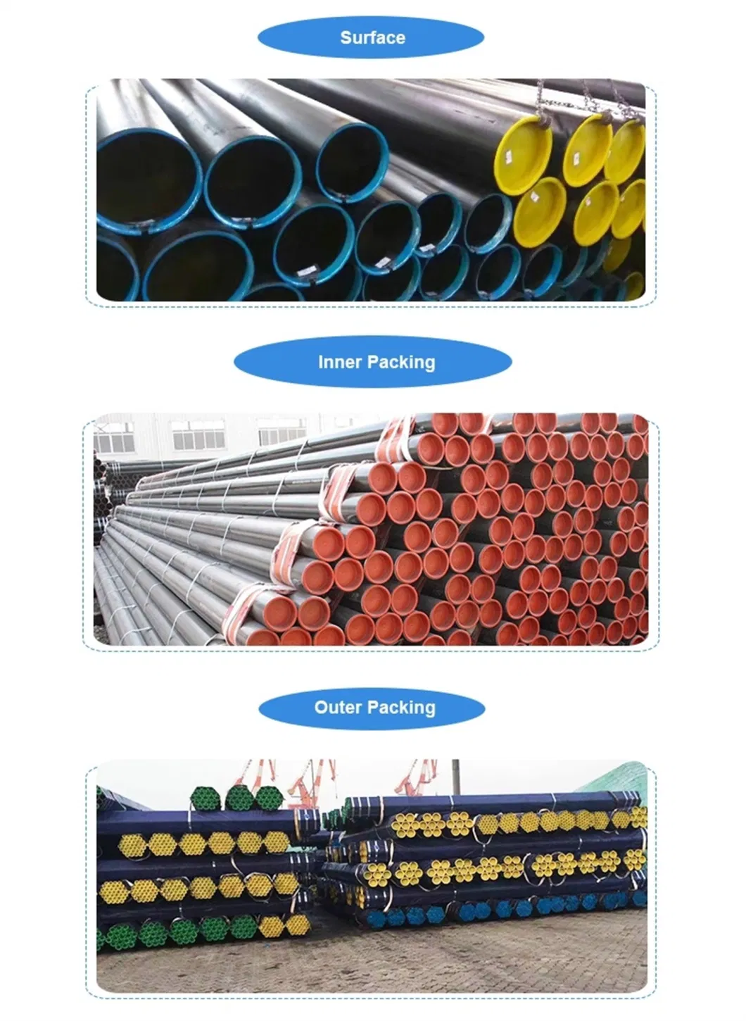 API 5L ASTM A106 Seamless Carbon Steel Pipe for Line Tube and Fluid (Water Gas) Transmission