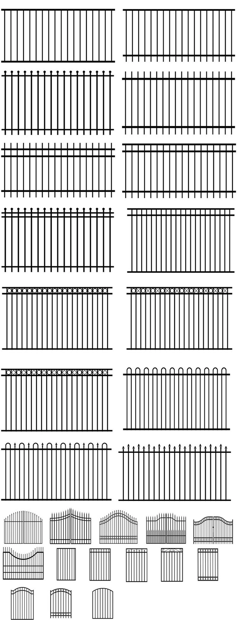 Square Tube Power Coated Galvanized Steel Iron Fence