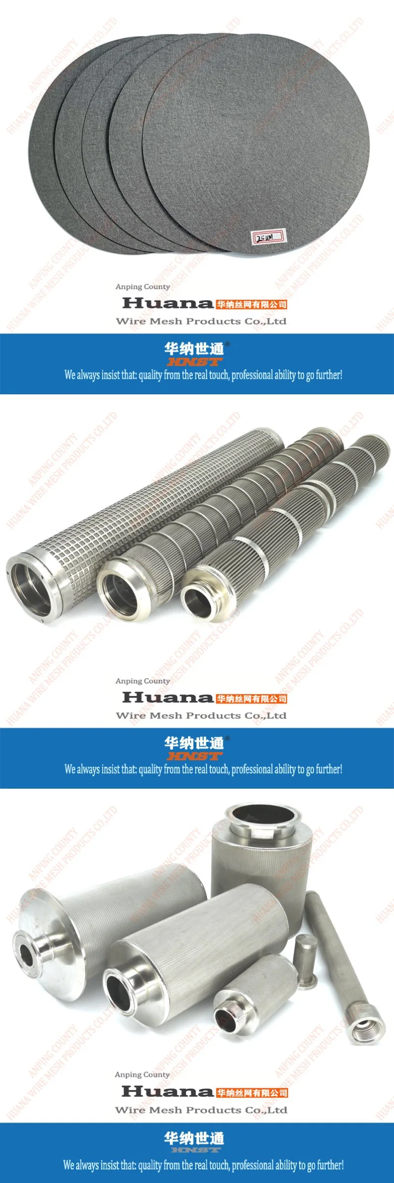 5 25 50 100 150 200 Micron 304 Stainless Steel Round Cylinder Screen Wire Mesh Filter Tubes