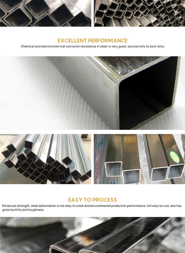 AISI 201 304 316L 430 Acero Inoxidable Cold Rolled ERW Bright Pipe Round Rectangular Square Stainless Steel Square Tubes