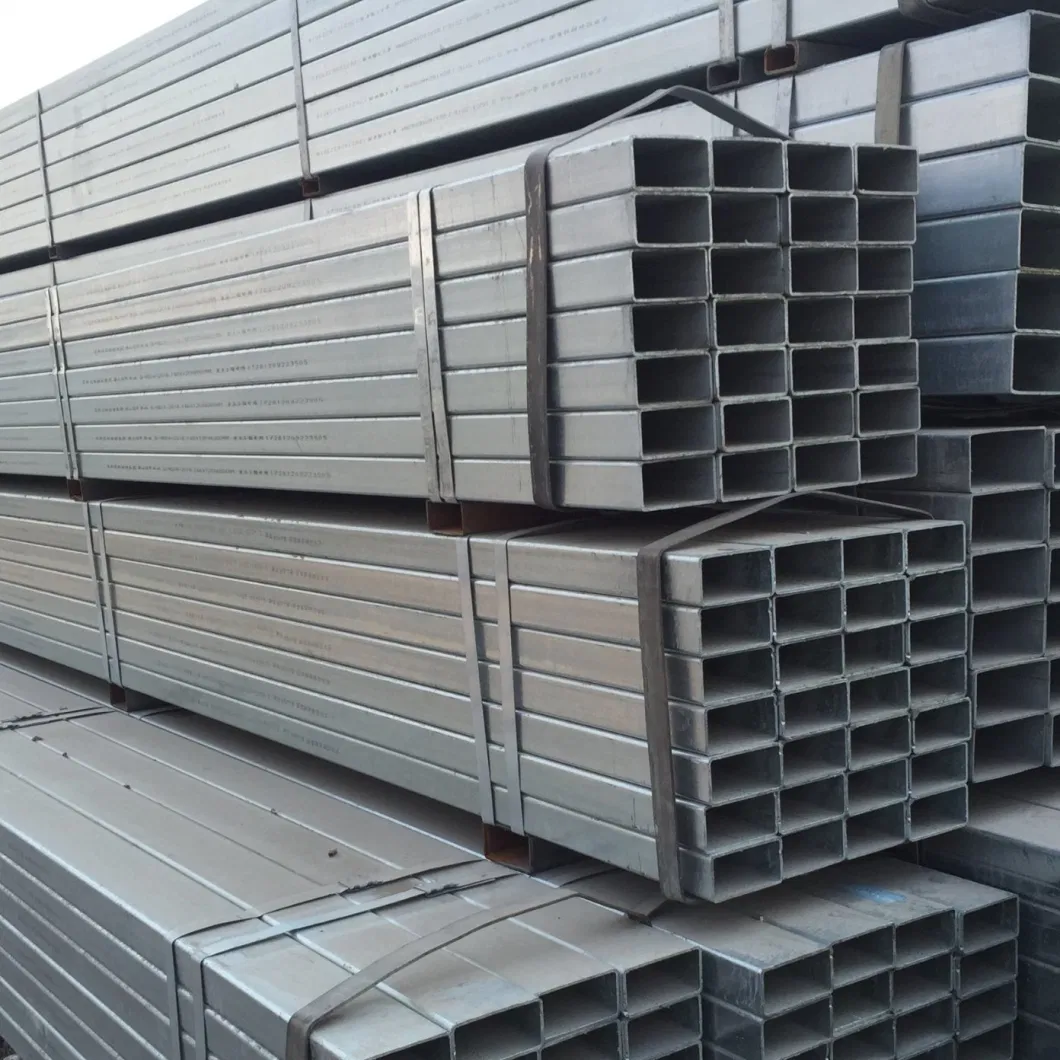 High Grade Ms Rectangular Hollow Gi Pipe Galvanized Steel Tube Gi Square Tubing BS 60 Galvanized Square Steel Pipe Tube