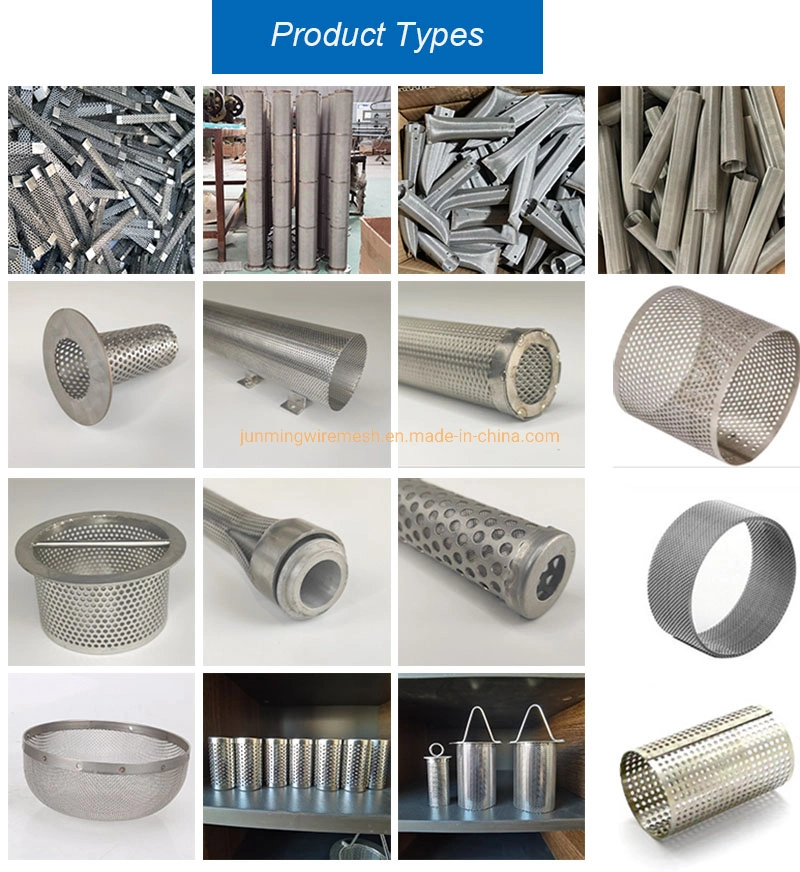 30 40 50 60 80 100 Mesh Stainless Steel Round Perforated Cylinder Screen Wire Mesh Filter Tube