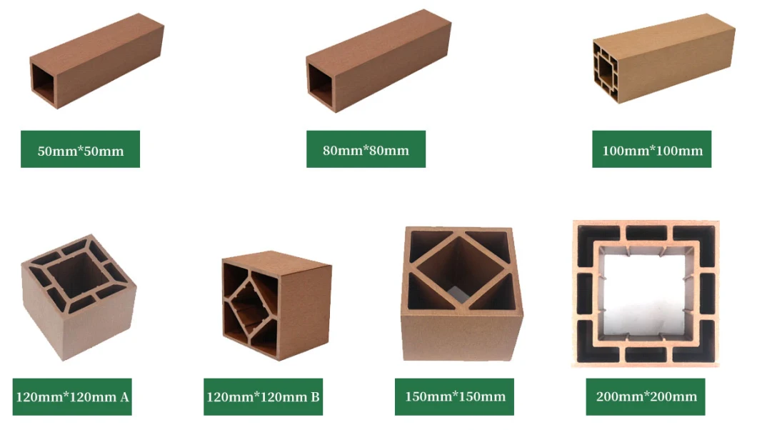 New Style Wooden Anti-Rotten Square Tube Composite Timber Tube for Outdoor Handrail or Railing