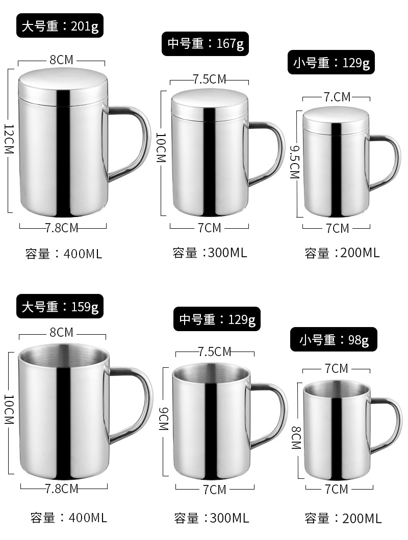 Economical Double-Wall 304 Stainless Steel Coffee Mag in Stock for Wholesale