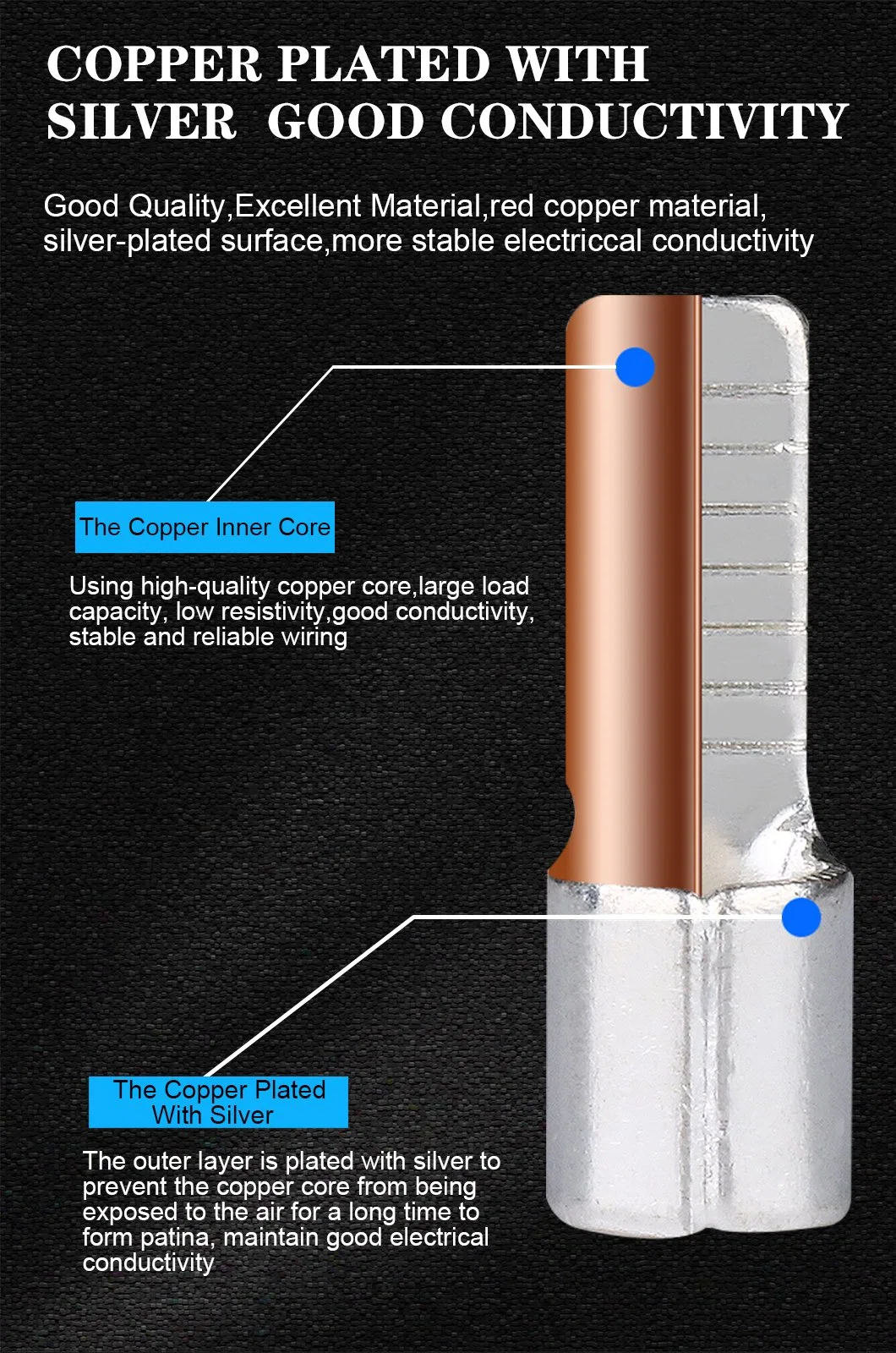 Tl Type Non-Insulated Butt Connectors Copper Tube Terminal Ring Connector Ring Electrical Terminal