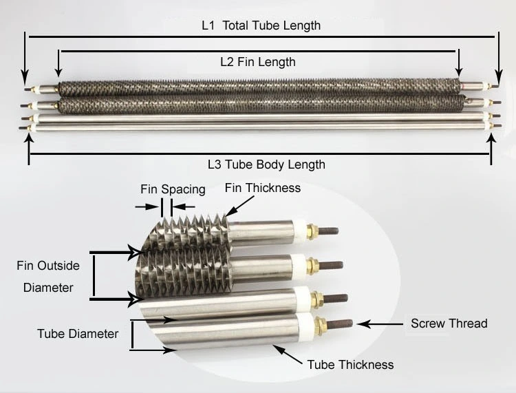 Fin Dry-Burning Heating Tube Oven Heat Pipe 304 Stainless Steel Cooling Tube Sheet 220V380V