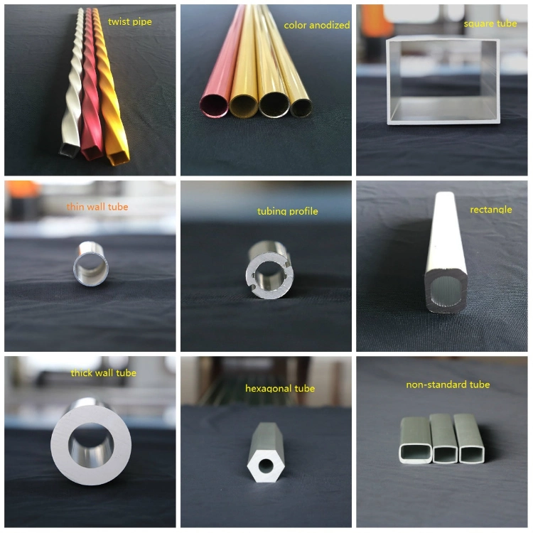 Color Anodized Small Aluminum Extrusion Rectangle/ Round/Square/Oval Extruded Tube/Tubing/Pipe/Piping