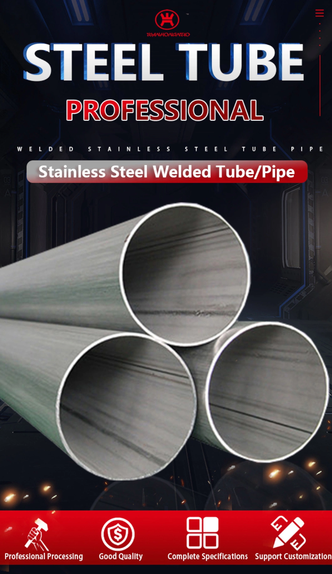 Manufacturer 25*25 40*40 Standard Size Stainless Steel Welded Square Tube