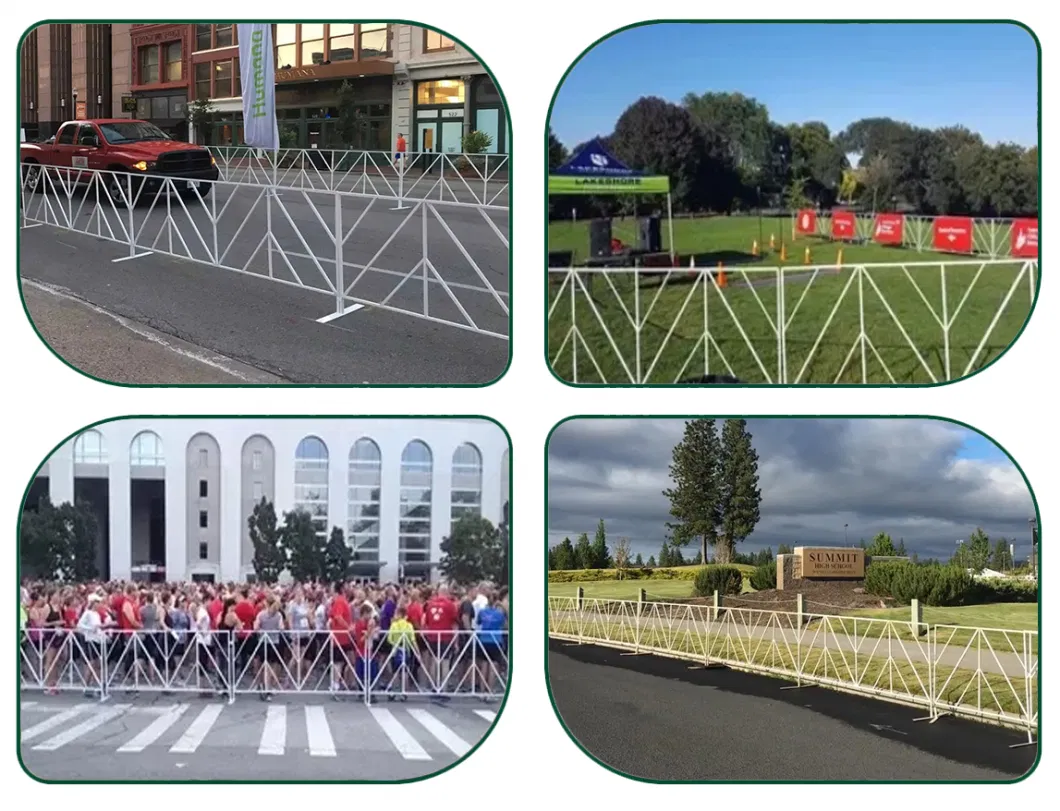 Powder Coating Square Tube Portable Barricade Fence/Steel Pedestrian Traffic Barrier Fence for Road Safety