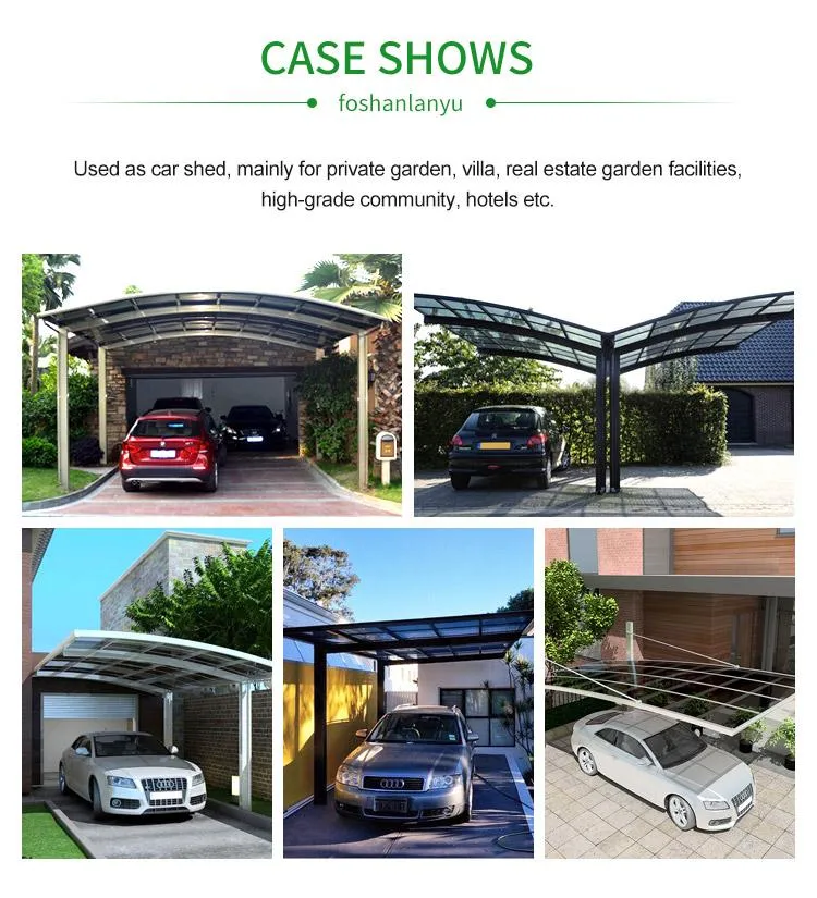 Car Shed Carport for Parking Polycarbonate Arched Roof Waterproof Metal Garage Carport