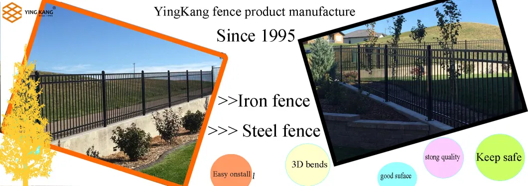 8FT X 8FT Flat Top Metal Tubular Fencing Square Top Steel Iron Fence with Angled or Vertical Bars