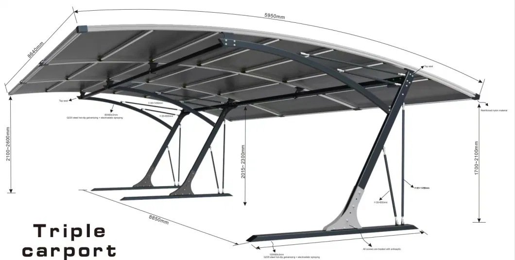 China Supplier Manufacture Best Quality Triple Carport