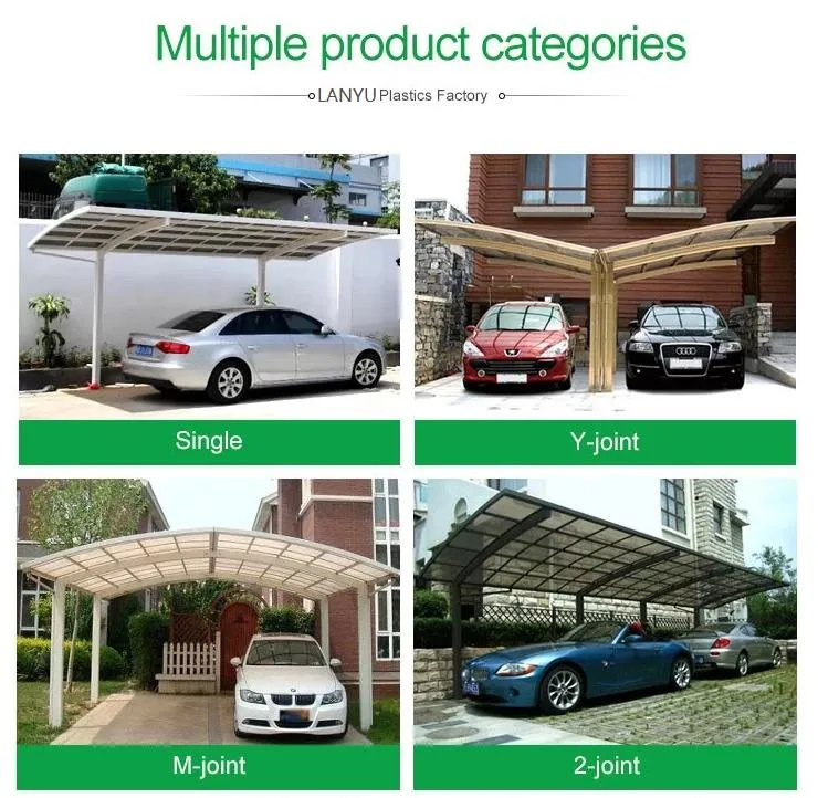 Car Shed Carport for Parking Polycarbonate Arched Roof Waterproof Metal Garage Carport