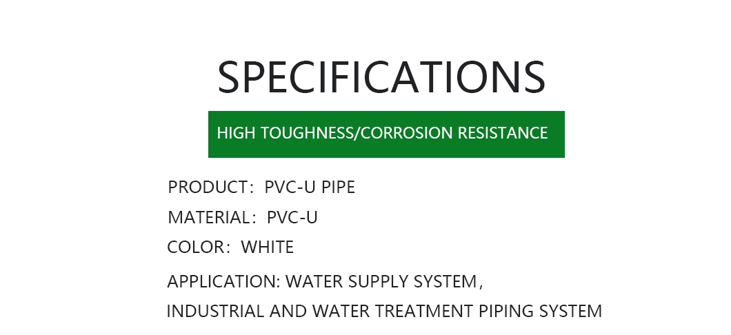 High Pressure Resistance 50*2*4mA2* Plastic Water Pipe PVC Pvcu Pipe Leight 4m