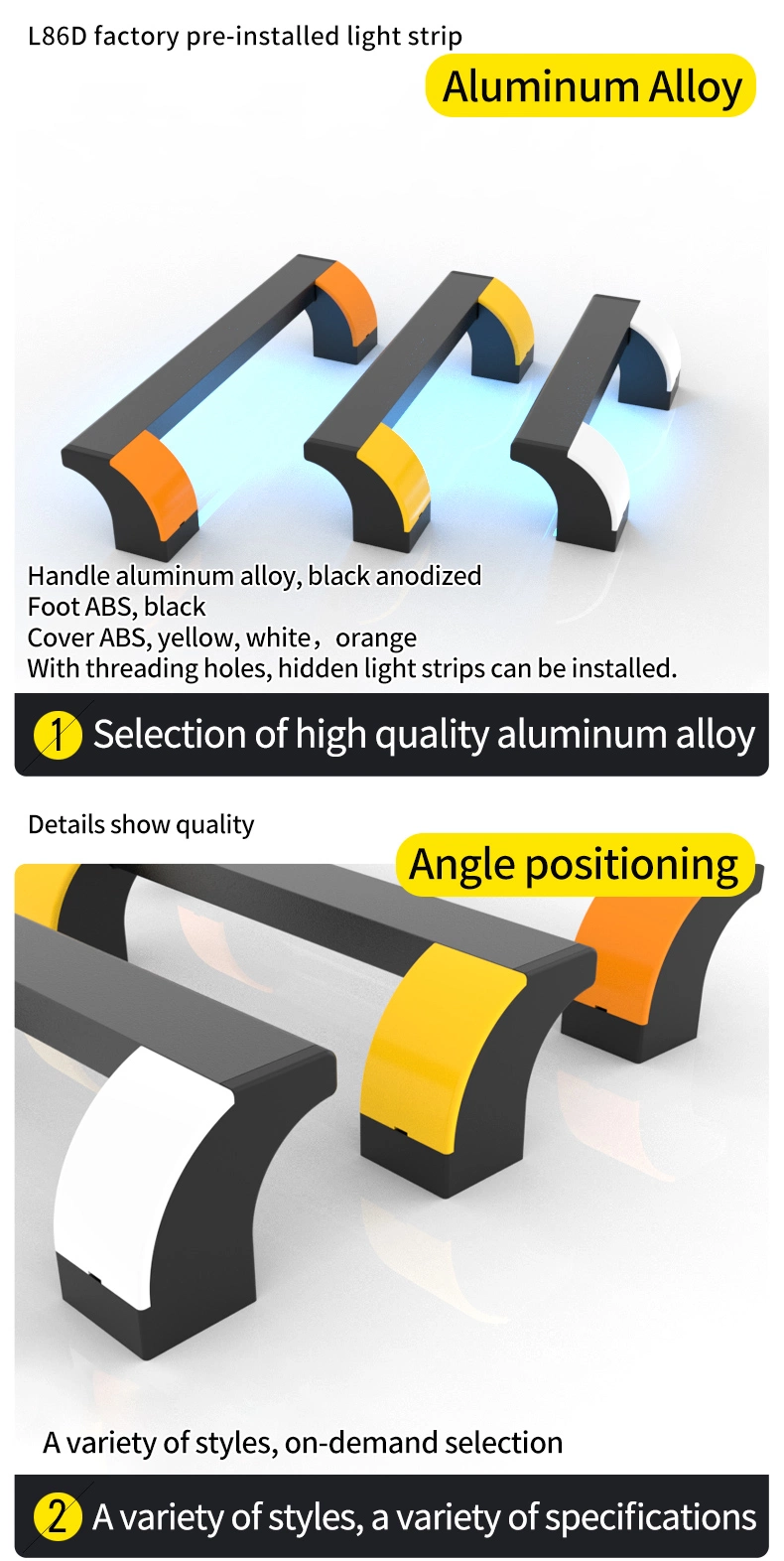 Aluminum Alloy with Light Strip Handle for Machine Tool/Automation Equipment/Testing Instruments/Medical Devices