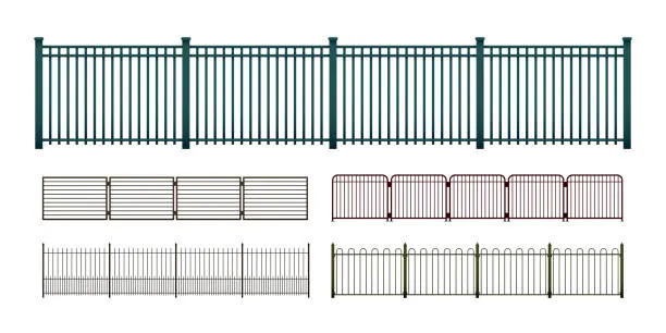 8FT X 8FT Flat Top Metal Tubular Fencing Square Top Steel Iron Fence with Angled or Vertical Bars