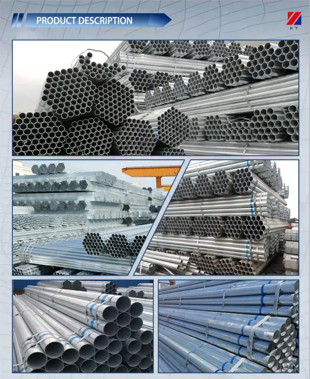 China Factory Price Large Diameter Ms ERW Seamless Hollow Gi Hot DIP EMT Welded Square Round Iron Carbon Galvanized Steel Pipe/Tube