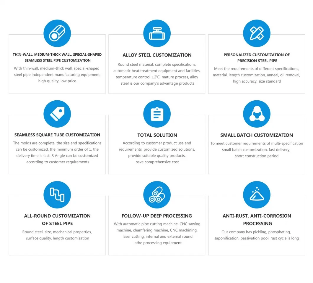 ASTM A106 A53 3 Inch 201 403 304 304L 309S 310S 316L Oil and Gas Round Carbon Square Rectangular Tube Welded Seamless Capillary Stainless Steel Pipes