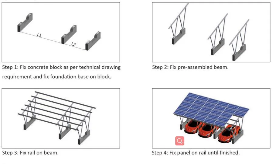 Mounting Systems Racks Solar Car Park Metal Racks Steel PV Racking Solar Pile Mount Structure System Solar Carport