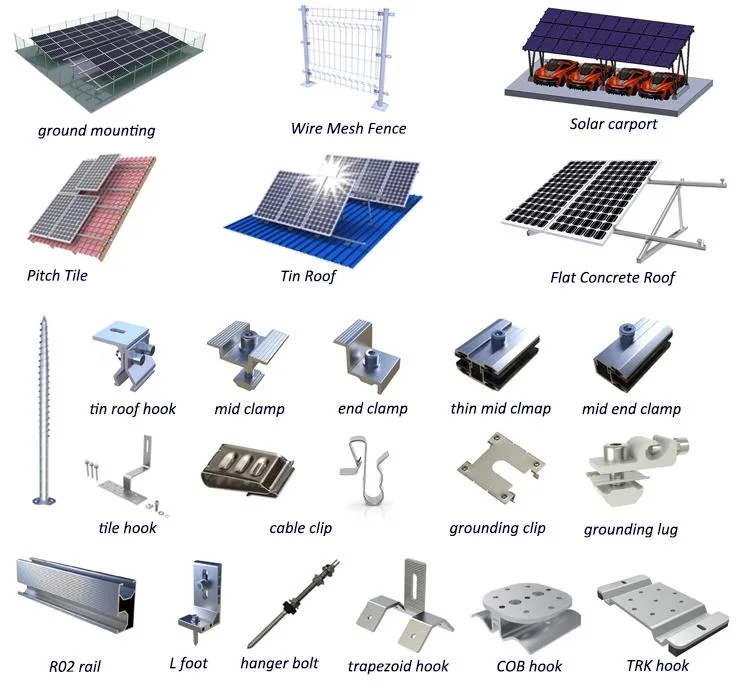 Mounting Systems Racks Solar Car Park Metal Racks Steel PV Racking Solar Pile Mount Structure System Solar Carport