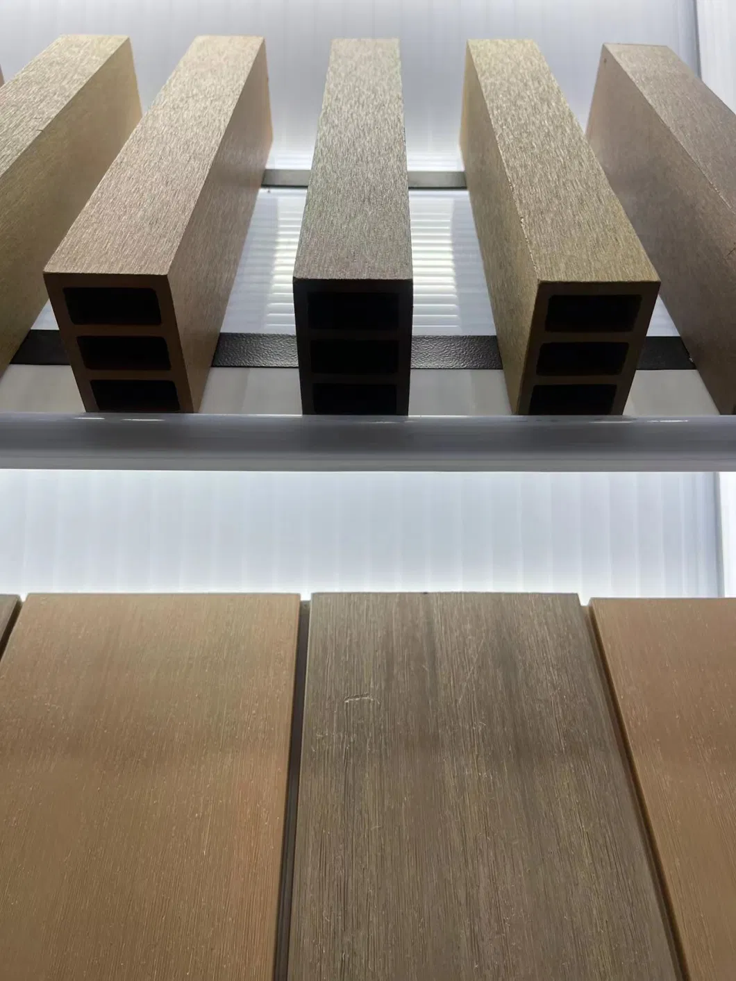 Wholesale Price Wood Grain Coating Surface Composite PVC Timber Tube for Interior Decorations 50*150mm Hollow Square Tubes