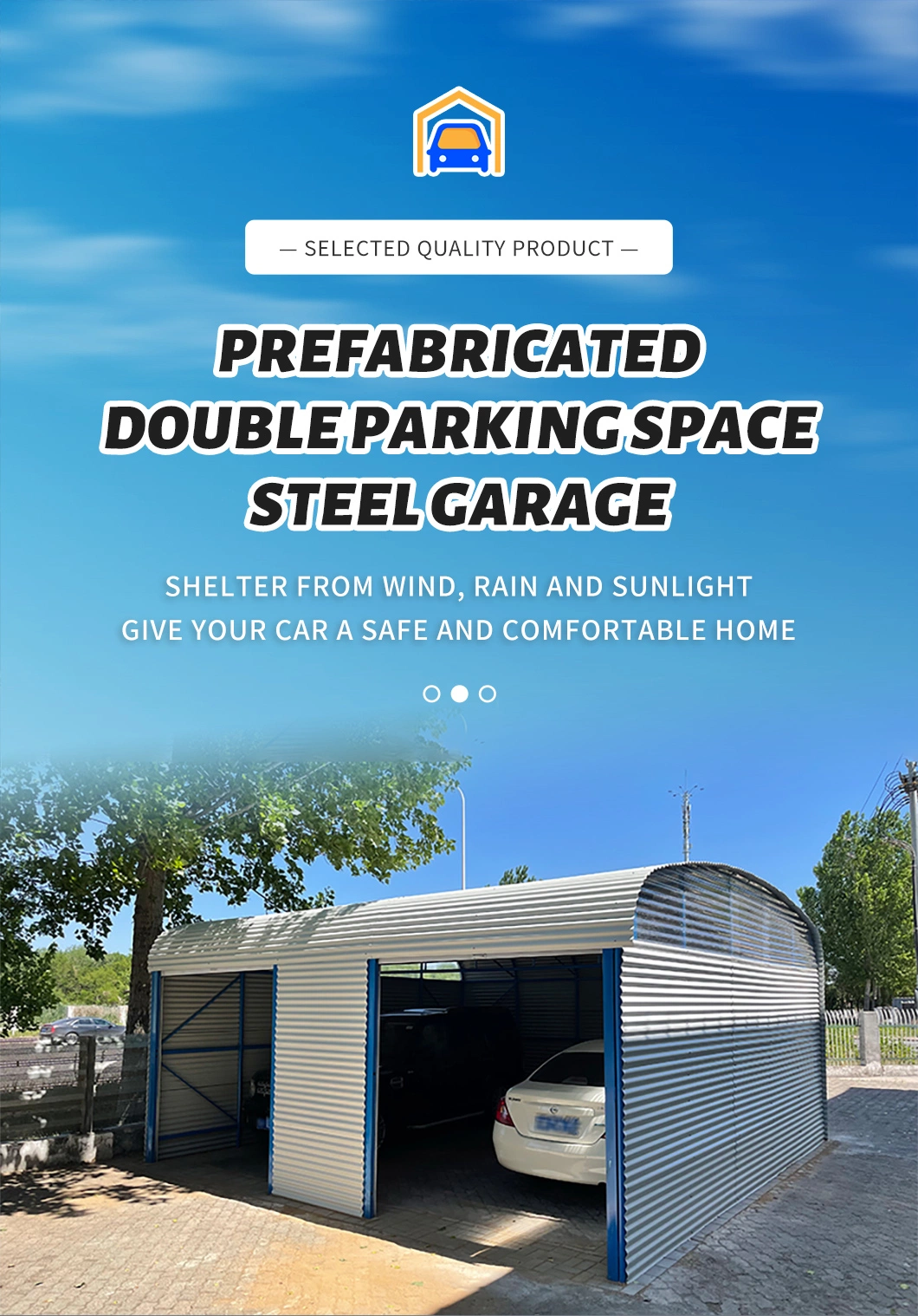 SC155 Prefab Steel Structure Building Outdoor Portable Car Garage Metal Carport