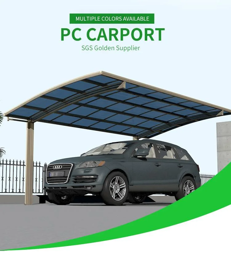 Car Shed Carport for Parking Polycarbonate Arched Roof Waterproof Metal Garage Carport