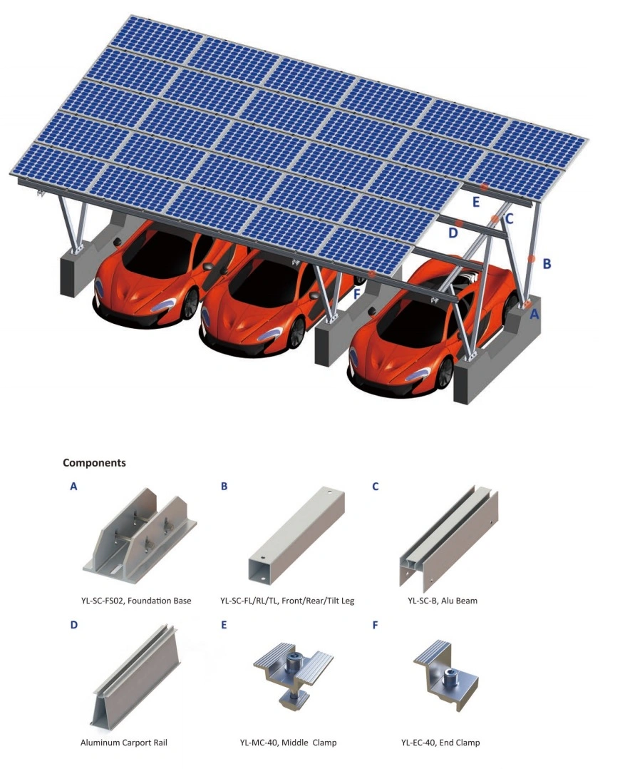 Mounting Systems Racks Solar Car Park Metal Racks Steel PV Racking Solar Pile Mount Structure System Solar Carport