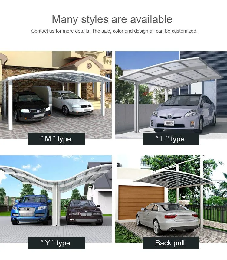 Popular High Quality Weatherproof Insulated Car Garage Aluminum and Polycarbonate Carport (B800-1)