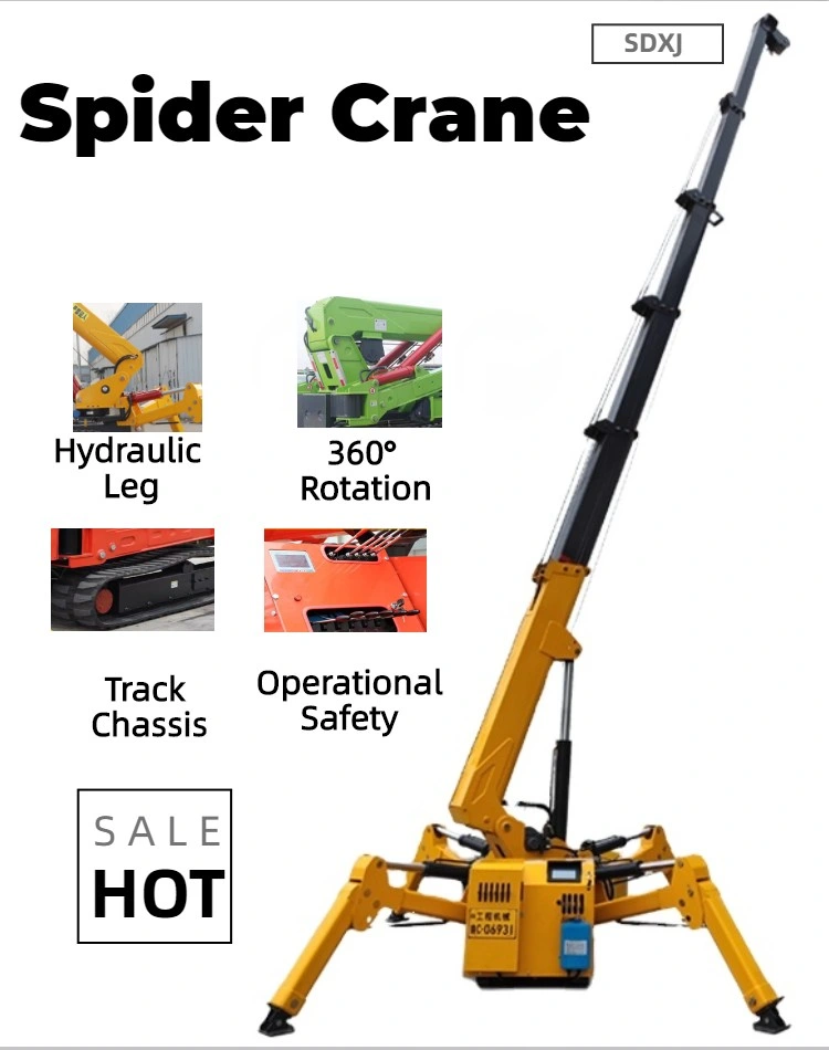 Small Space Working Spider Crane Small Crane Folding Outrigger Design 3tons Exported to Vietnam