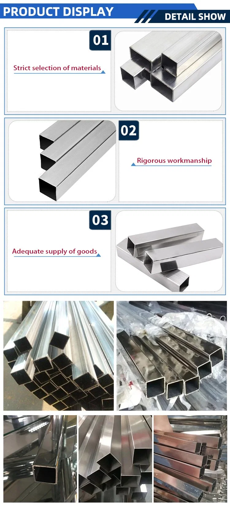 30X30 40X40 304 Square Steel Pipe Railing Thin-Walled Welded Rectangular Metric Stainless Steel Pipe